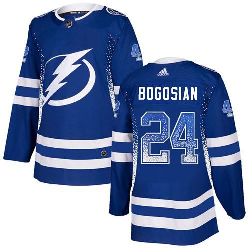 Adidas Tampa Bay Lightning Men #24 Zach Bogosian Blue Home Authentic Drift Fashion Stitched NHL Jersey